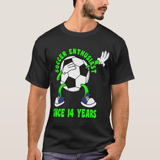 14-jarige 14-jarige Dabbing Soccer 14 T-shirt (Voorkant)