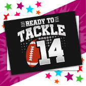 14-jarige tackle voetbalfeestje 14e verjaardag briefkaart