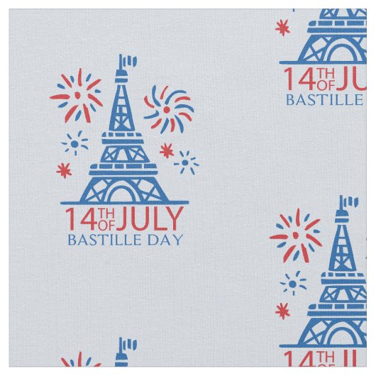 14 juli Franse Bastille Day on Blue Stof (Close Up)