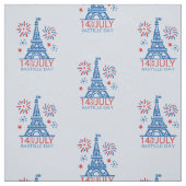 14 juli Franse Bastille Day on Blue Stof (Swatch)