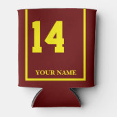 14 Maroon met Gele Paard Zadeldeken Custom Blikjeskoeler (Voorkant)