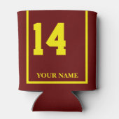 14 Maroon met Gele Paard Zadeldeken Custom Blikjeskoeler (Achterkant)