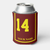 14 Maroon met Gele Paard Zadeldeken Custom Blikjeskoeler (Blikje Achterkant)