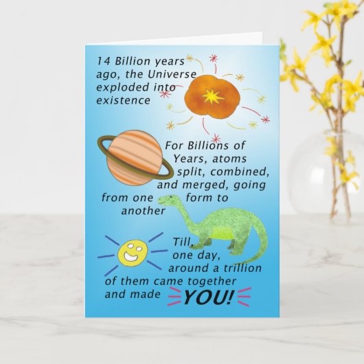 14 Miljard Jaar Verlaat Verjaardag Kaart (Gele Bloem)