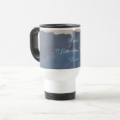 14 oz Coffee Mug Peace, Love - Blue Papercut Style Reisbeker (Voorkant links)