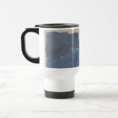 14 oz Coffee Mug Peace, Love - Blue Papercut Style Reisbeker (Links)