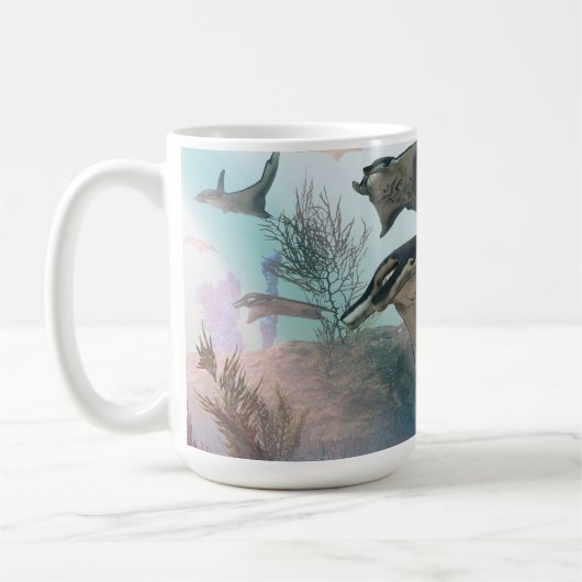 14 oz mok met "Manta Ray Migration" afbeelding (Links)