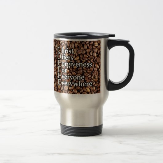 14 Oz Travel Mug COFFEE Christus biedt vergeving Reisbeker (Rechts)