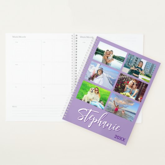 14 Photo Collage Personalized Pale Purple Planner (Display)
