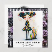 *_* 14  PHOTO NAME Birthday Whimsical Gothic Kaart (Voorkant / Achterkant)