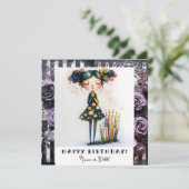 *_* 14  PHOTO NAME Birthday Whimsical Gothic Kaart (Staand voorkant)