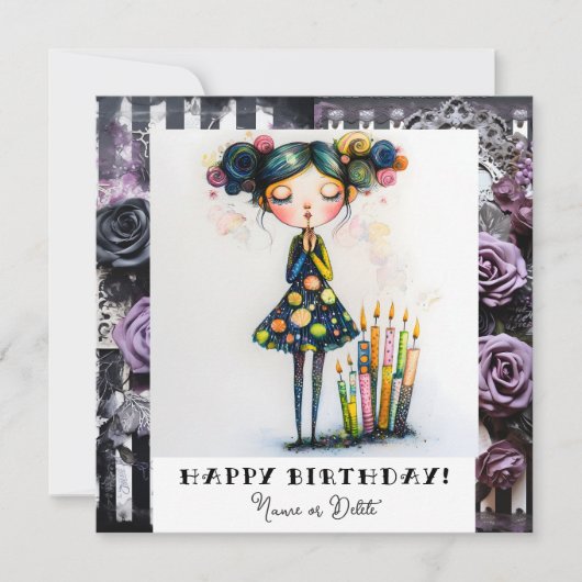 *_* 14  PHOTO NAME Birthday Whimsical Gothic Kaart (Voorkant)