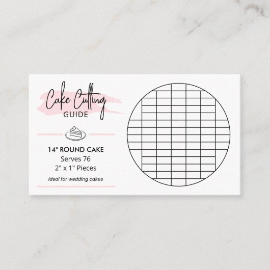 14"Ronde Cake Snijdende Diagram 2x1"Porties Groott Informatiekaartje (Voorkant)