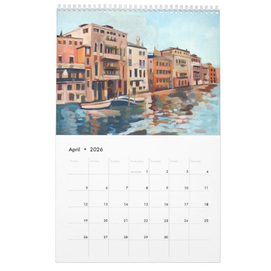 14 Schilderijen van Venetië, Italië Kalender (Apr 2026)
