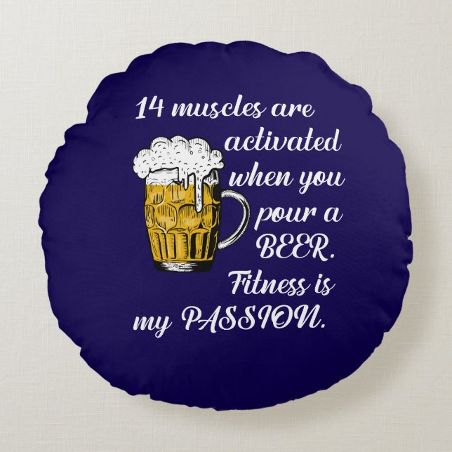 14 Spieren geactiveerd wanneer je een biertje sche Rond Kussen (Voorkant)