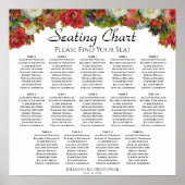 14 Tabel Herfst Floral Wedding Seating Chart Poster (Voorkant)