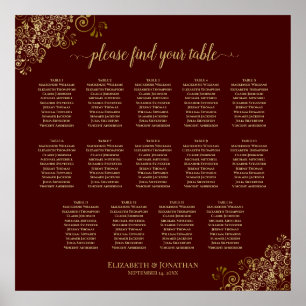 14 Tabel Lacy Gold Wedding Seating Chart Auburn Poster