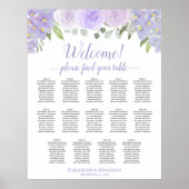 14 Tabel Lavender Floral Wedding Seating Chart Poster (Voorkant)