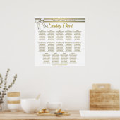 14 Tabel White & Gold Ribbon Wedding Seating Chart Poster (Keuken)