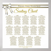14 Tabel White & Gold Ribbon Wedding Seating Chart Poster (Voorkant)