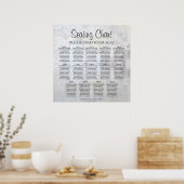 14 Tabel White Peonies Wedding Seating Chart Poster (Keuken)