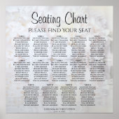 14 Tabel White Peonies Wedding Seating Chart Poster (Voorkant)