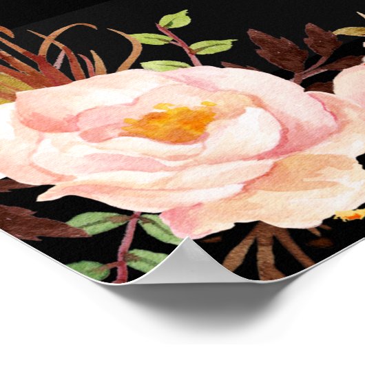 14 Tabellen Roze Floral Wedding Seating Chart Poster (Hoek)