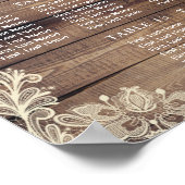 14 Tabellen Rustic Wood & Lace Wedding Seating Cha Poster (Hoek)