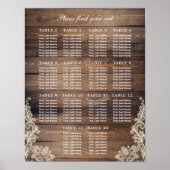 14 Tabellen Rustic Wood & Lace Wedding Seating Cha Poster (Voorkant)