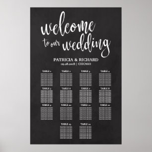 14 Tables Wedding Seating Chart Sign Chalkboard Poster