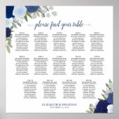 14 Tafel Blauw Boho Bloem Bruiloft Zitplaatsen Cha Poster (Voorkant)