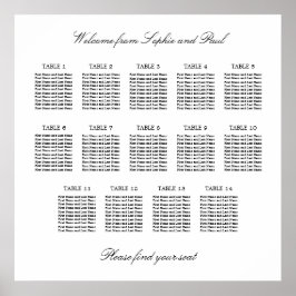 14 Tafel Elegante Minimalistische Zitplaatskaart Poster