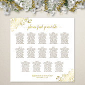 14 Tafel Gold Frills Wedding Seating Chart White Poster