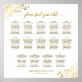 14 Tafel Gouden Versiersels Trouw Stoelenindeling Poster (Voorkant)