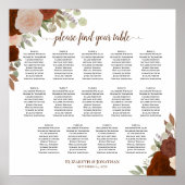 14 Tafel najaar Rozen Boho Wedding Seating Chart Poster (Voorkant)