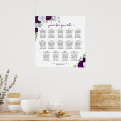 14 Tafel Paarse Boho Bloemen Bruiloft Zitkaarten Poster (Keuken)