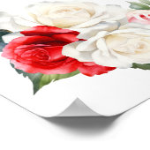 14 Tafel Rood Witte Roos Bloemstuk Stoelenindeling Poster (Hoek)