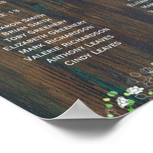 14 Tafel Rustisch Hout Gypsophila SITTING CHART Sc Poster (Hoek)