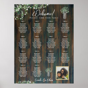 14 Tafel Rustisch Hout Gypsophila SITTING CHART Sc Poster