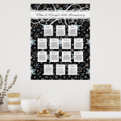 14 Tafel Winterweddenschappen Snowflake Seating Ch Poster (Keuken)