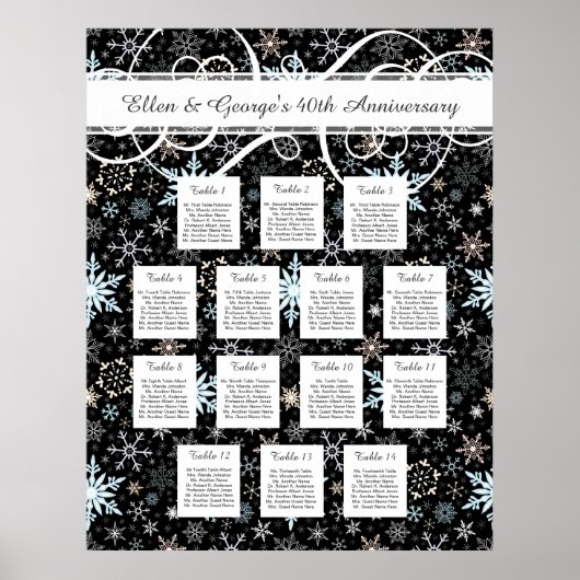 14 Tafel Winterweddenschappen Snowflake Seating Ch Poster (Voorkant)