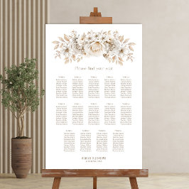 14 Tafel Wit Bloemen Bruiloft Zitkaarten Poster