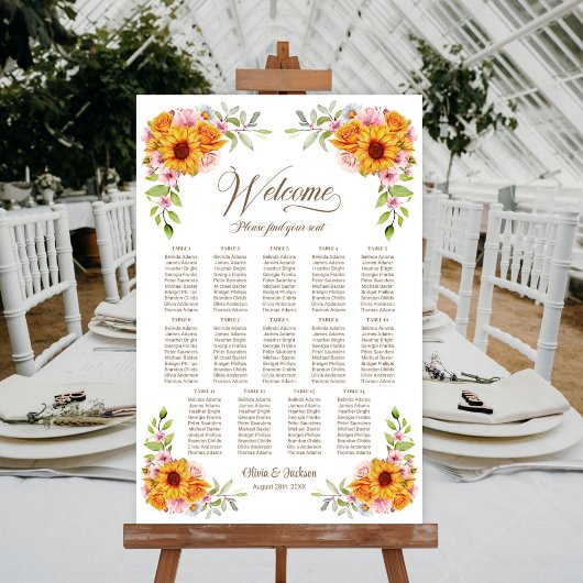 14 Tafel Zonnebloem Roos Trouw Zittijd Chart Poster