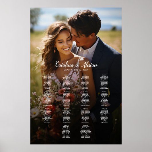 14 tafels elegante foto bruiloft zitgrafiek poster (Voorkant)
