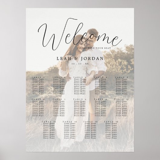 14 Tafels Kalligrafie Foto Huwelijk Zitting Grafie Poster (Voorkant)