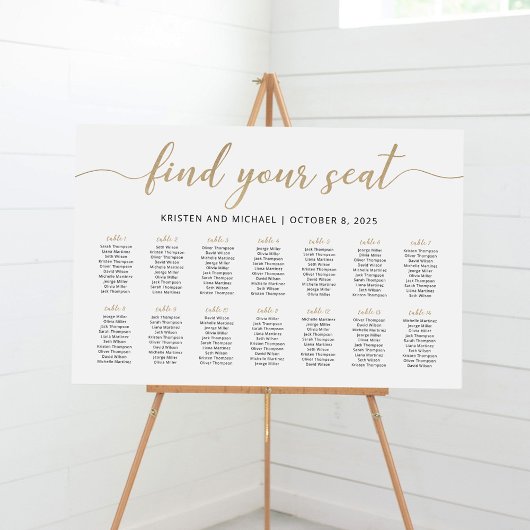 14 Tafels Vind Je Plaats Zitplaats Chart Plan Poster