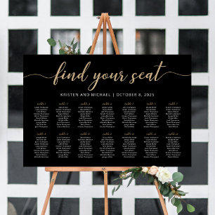14 Tafels Vind uw Seat Black Zitkaarten Plan Poster