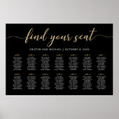 14 Tafels Vind uw Seat Black Zitkaarten Plan Poster (Voorkant)