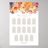14 Tafelveer Bloemen Trouwstoel Grafiek Poster (Voorkant)