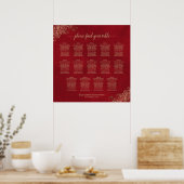 14 Tafelvriendelijk weddenschap Rood & Goud Poster (Keuken)